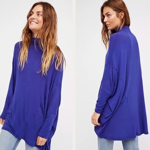 Free People Tops - We The Free People Terry Tunic Turtleneck Blue Med